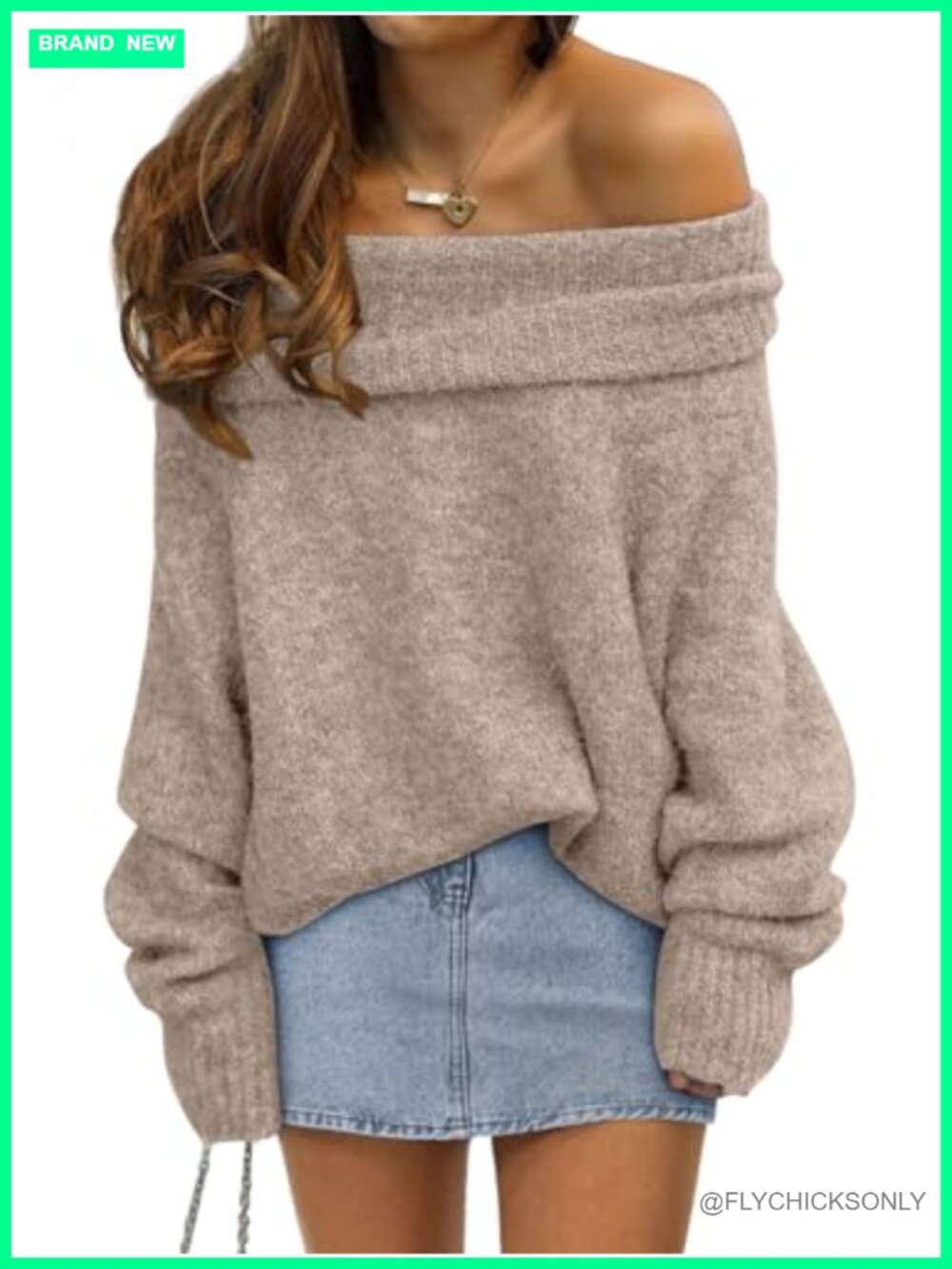 Off The Shoulder Oversized Sweater Pullover Loose Fit Long Sleeve